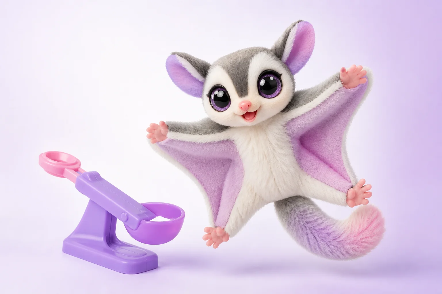 Sugar Glider Fingerlings sur fond studio coloré